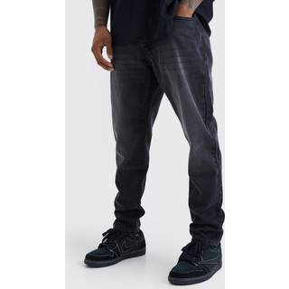 Mens Washed Black Tapered Rigid Jean
