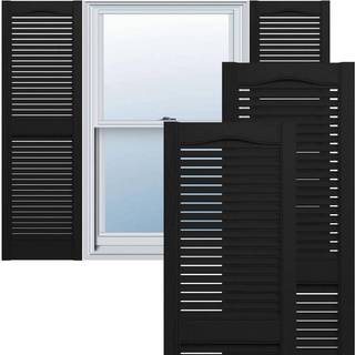 Lifetime Vinyl LL1S12X03100BL Standard katedral Top Center Mullion Open Louver Vinyl Shutters W/Installation Shutter-Lok's & Matching Screws (pr.