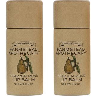 Farmstead Apothecary 100% naturlig læbebalsam med organisk bivoks organisk sheasmør og organisk kokosnøddeolie pære og mandel 0,2 oz (pakke med 2