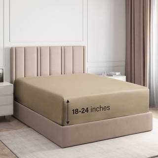 Ekstra Deep Twin XL Fitted Sheet - Kun Hotel Luxury Single Fitted Sheet - Sheet Paser let 18 tommer til 24 tommer madras - Soft Wrinkle Gratis ån