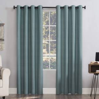 Sun Zero Columbia 2-Pack Thermal Energy Saving 100% Blackout Grommet Curtain Panel Pair 50 """" X 95 """" Misty Blue