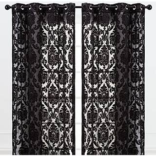Chanasya Premium Devore Sheer Grommet gardiner - klassiske lysfiltreringsgardiner til stue eller soveværelse - 52 """" x 63 """" - Sorte 2 paneler