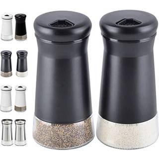 Hjem EC Originalt glas salt og peber ryster sæt med justerbare hældningshuller - rustfrit stål salt ryster og peber ryster - bondegård salt og pe