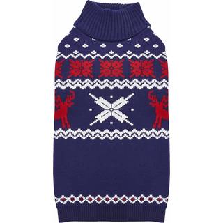 Blueberry Pet Christmas Reindeer og Snowflake Dog Sweater i Royal Blue Back L?ngde 10 """" Pakke med 1 t?j til hunde