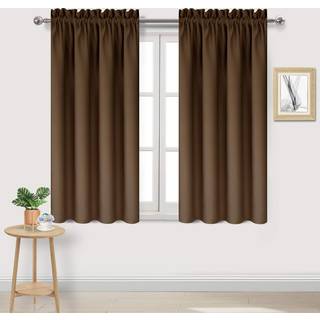 DWCN Brown Blackout Gardiner til soveværelse -Rod Pocket Termisk isoleret værelse mørkere gardiner til stue W 42 x l 54 tommer 2 paneler