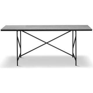 HANDVÄRK Furniture Dining Table 185 Black Frame Light Grey Marble