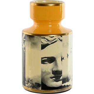 Vase Home ESPRIT Gul Sort Gylden Porcelæn 14 x 14 x 24,5 cm