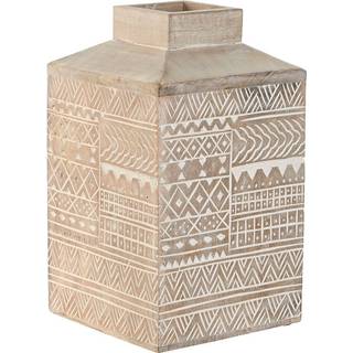 Vase Home ESPRIT Hvid Natur Mangotræ Kolonistil 18 x 18 x 30,5 cm