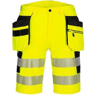DX4 hi-vis hængelomme shorts - Gul/Sort (Størrelse: 42)