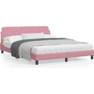 Sengeramme med hovedgærde uden madras Pink 160x200 cm Fløjl