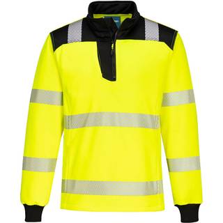 PW3 hi-vis sweatshirt med kort lynlås - Gul/Sort (Størrelse: S)