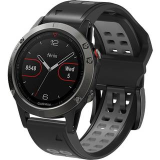 Garmin Universal Dobbelt-hullet Silikone Rem (26mm QuickFit) - Sort / Grå