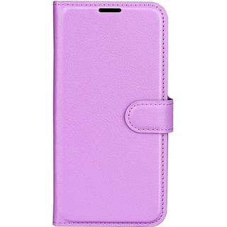 iPhone 15 Pro Litchi Læder Flip Cover m. Pung - Lilla