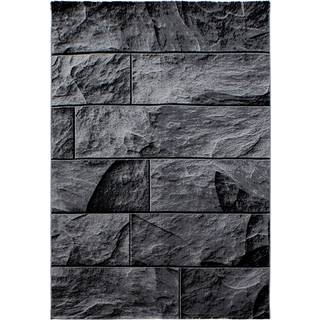 Parma Kortluvet tæppe Sten - Sort - 140x200