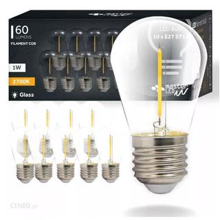 10 stk 2W LED pære - ST14, COB filament, klart glas, E27 - Dæmpbar : Ikke dæmpbar, Kulør : Varm
