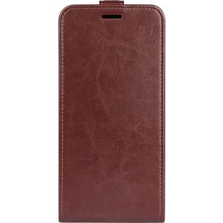 iPhone 15 Vertikalt Læder Flip Cover m. Kortholder - Brun