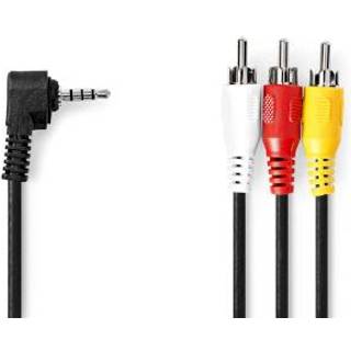 AV-kabel | 3.5 mm Hanstik | 3x RCA Han | Nikkelplateret | 2.00 m | Runde | PVC | Sort