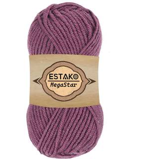 Estako Megastar 75% akryl 25% uldgarn Blød tykket voluminøs vægt #5 for hækling og strikning 3,52 oz (100 g) / 120 år (110 m) (66000 - Let lilla)