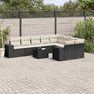 sofasæt til haven 10 dele med hynder polyrattan sort