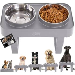 GORILLA GRIP Forhjede hundeskle Stand 6 kopper rustfrit stl madskl St med 2 5 Hjdejusterbar hvet foderstation til sm racer hvalpe hunde o