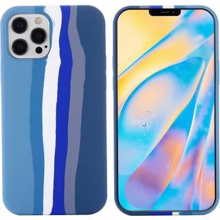 iPhone 15 Pro Silikone Bagside Cover - Blå Regnbue