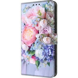Motorola Moto G54 Læder Cover m. Pung & Print - Blomsterbuket