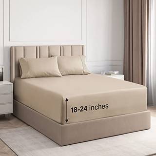 Ekstra Deep Twin XL Sheet Set - 4 Stykke Åndbar og afkølende ark - Hotel Luksus Sabs Set - Let & Secure Fit - Soft Wrinkle Free & Comfy Sheets Se
