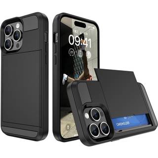 Til iPhone 15 Pro Max PC+TPU Telefoncover med Skydende Kortholder