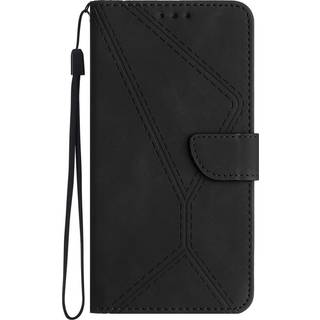 Realme 11 5G Mønstret Læder Flip Cover m. Pung & Strop - Sort
