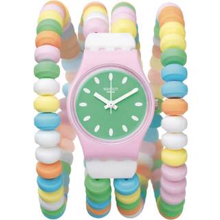 Swatch Caramellisima Women’s Quartz Plastic Strap Green Dial Watch LP135B