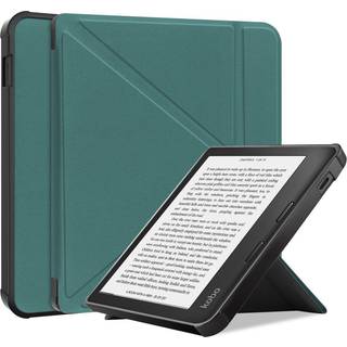 Kobo Libra 2 Origami Kunstlæder Flip Cover m. Ståfunktion - Grøn