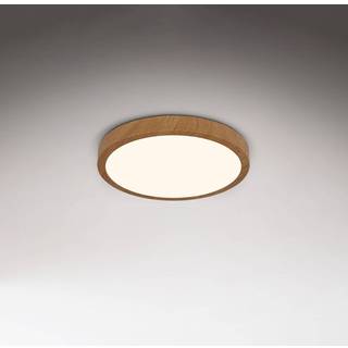 LED-loftslampe Runa Wood trælook 3.000 K Ø38cm