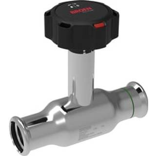 BROEN Full Flow kugleventil rustfri pres/pres DN40 42 x 42 mm høj med gearhåndtag