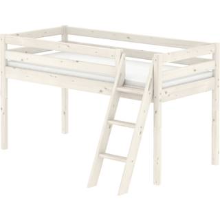 Højseng 120 Cm Med Stige Og Sengehest, 90x200 Cm, Hvid