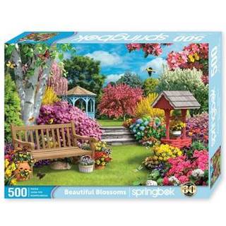 Springbok smukke blomster 500 stykker puslespil for voksne har en dr?mmende havescene i for?ret med blomster af enhver farve