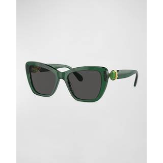 Swarovski Kvinde SK6018 104587 Solbriller Acetat Grøn Grå Cat Eye Normal - Grøn