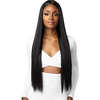 Sensationnel Butta Blonder HHM Wigs - Straight 32 tommer Human Hair Blend Extra Wide 5 Inch Parting Preplucked Hairline Glueless Lacefront (Balay