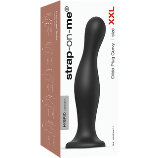 Strap-on-me Curvy S - bølget, med sugekop dildó (sort)