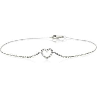 Smykkekæden Hjerte Armbånd i 14 Karat Hvidguld med Brillanter 0,074 Carat W/SI