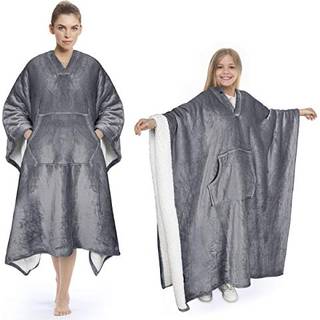 Tirrinia Sherpa Brbart tppe Super bldt behageligt plys fleece poncho til voksne kvinder Mnd Kreste Brn Smykkebetrk indendrs eller udendr