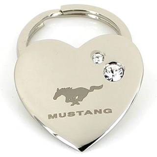 Licensramme Inc. Ford Mustang Metal Heart Keychain Key Ring Tag Holder med ?gte Swarovski -krystaller