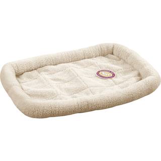 Slumber Pet Sherpa Crate Pet Bed med stötfångare-dämpning för komfort i Crate Small Natural Beige