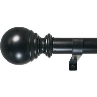 Decopolitan Ball Single Telescoping Drapery Rod Set Short Black 18 till 36-tum