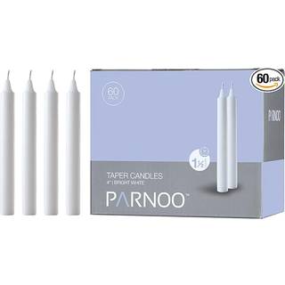 Hvide koniske stearinlys - s?t med 60 dripless klokkesl?t - 4 tommer h?j 1/2 tommer diameter - 1,5 timers ren forbr?nding