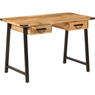 skrivebord med skuffer 105x55x70 cm massivt mangotræ og jern
