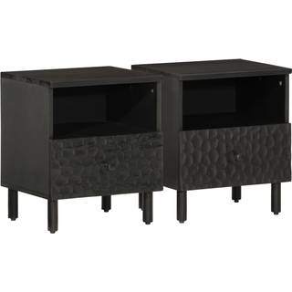 sengeborde 2 stk. 40x33x46 cm massivt mangotræ sort