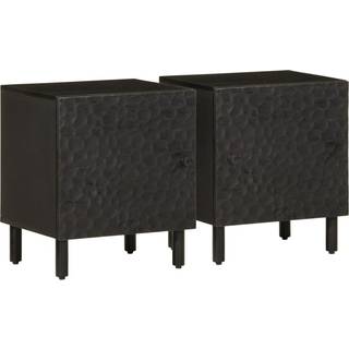 Sengeborde 40X33X46 Cm - 2 / Sort / Massivt mangotræ