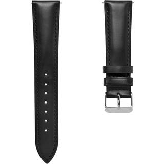 24mm Sort Urrem i Læder med Sølvfarvet Spænde – Quick Release