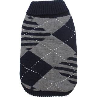 Strikket Hundetrøje - Grå diamant / Størrelse 25