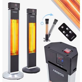 Arebos® Infrarød terrassevarmer 2000W - 3 varmeindstillinger, inkl. fjernbetjening, stativ
